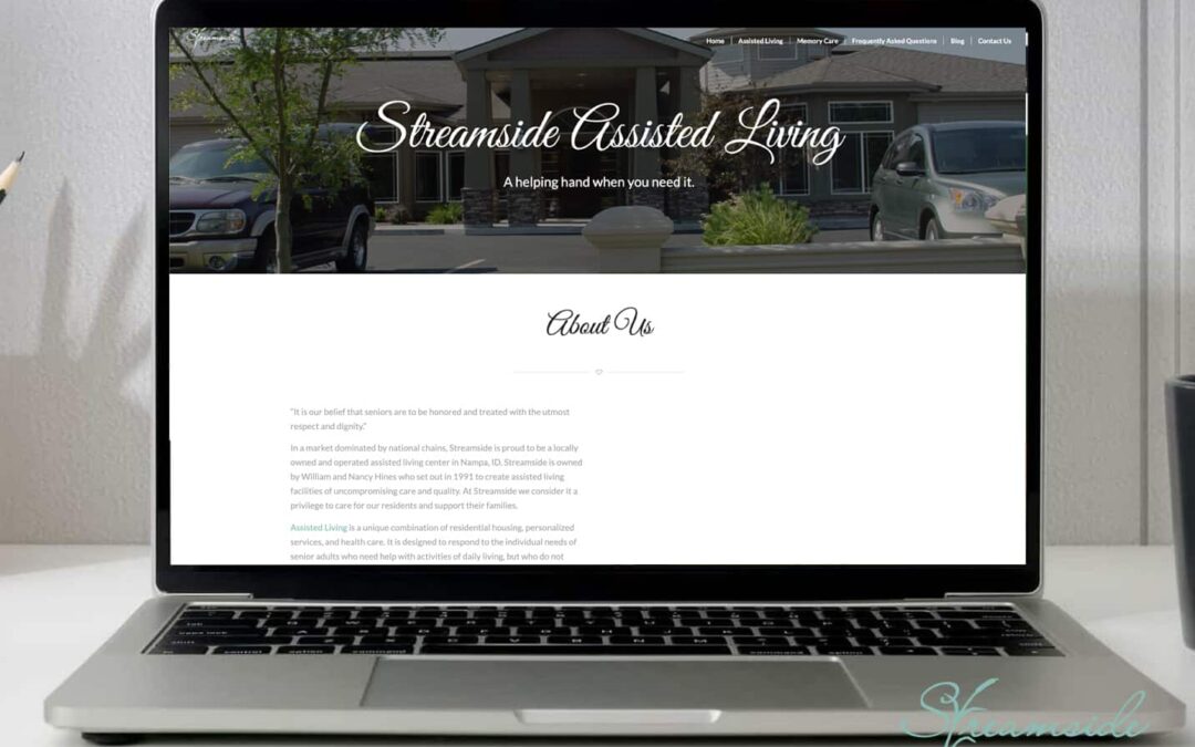 Laptop depicting the streamside assisted living site.